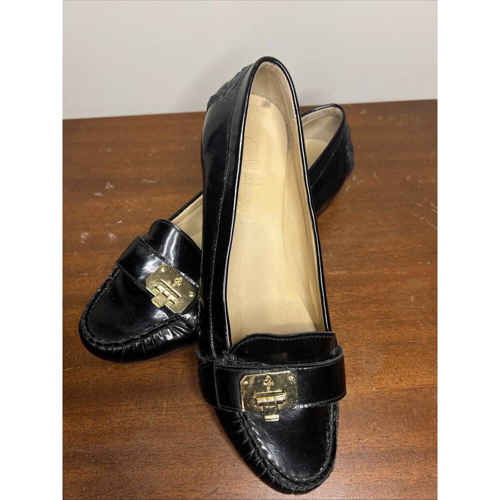 Cole‎ Hahn Patent Leather Black Gold Buckle Women’s 8.5